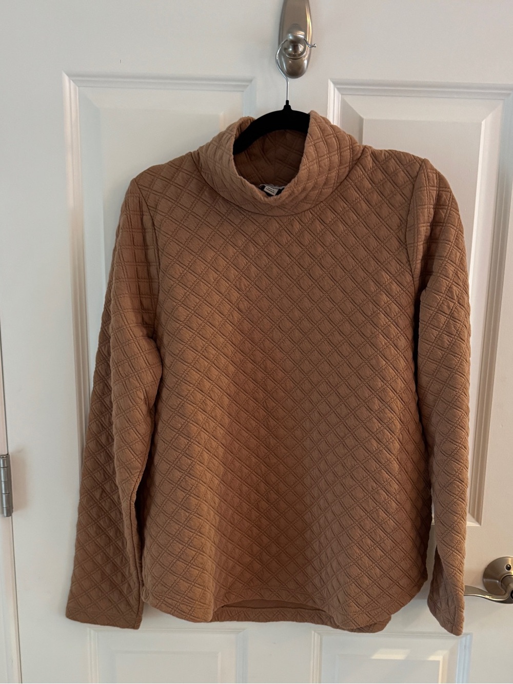 J. Crew Quilted Camel Brown Turtleneck Sweater